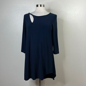 Sympli Navy Blue Stretch Knit Tunic Top